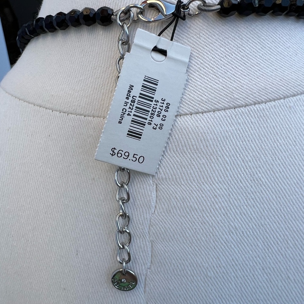Talbots Black Chunky Beaded Statement Necklace Bold Glam Elegant NWT - Picture 5 of 8